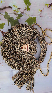 Leopard Clutch Bag for Women, Handmade Crochet Purse