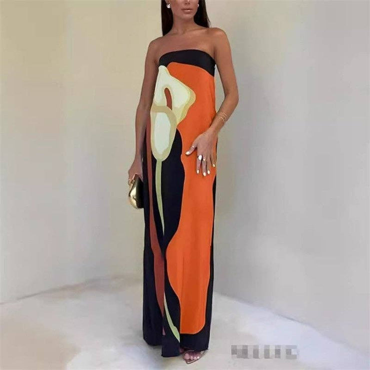 Loose-Fit Floral Print Maxi Dress
