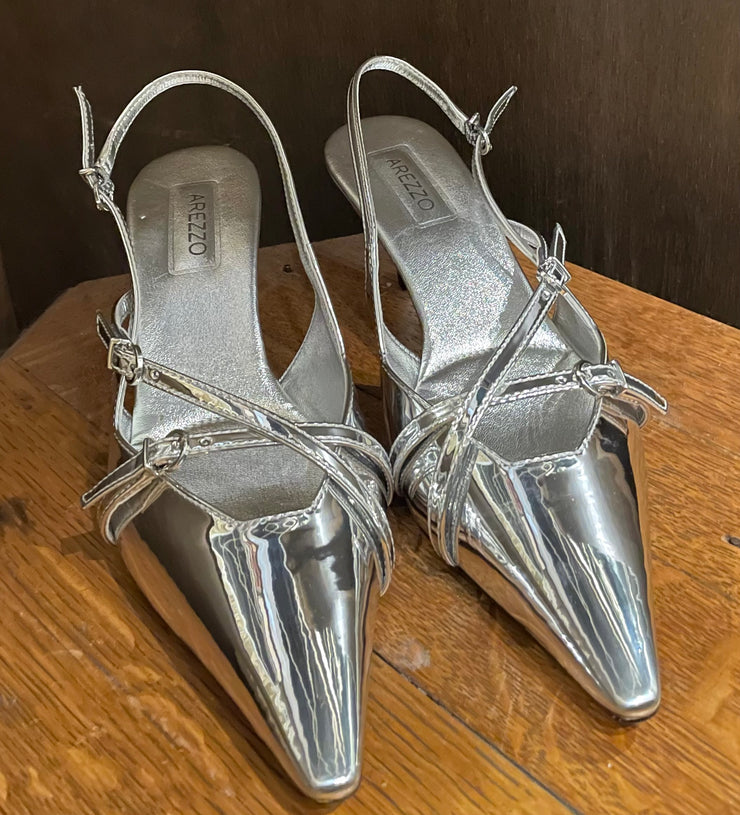 Arezzo Silver Kitten Heel