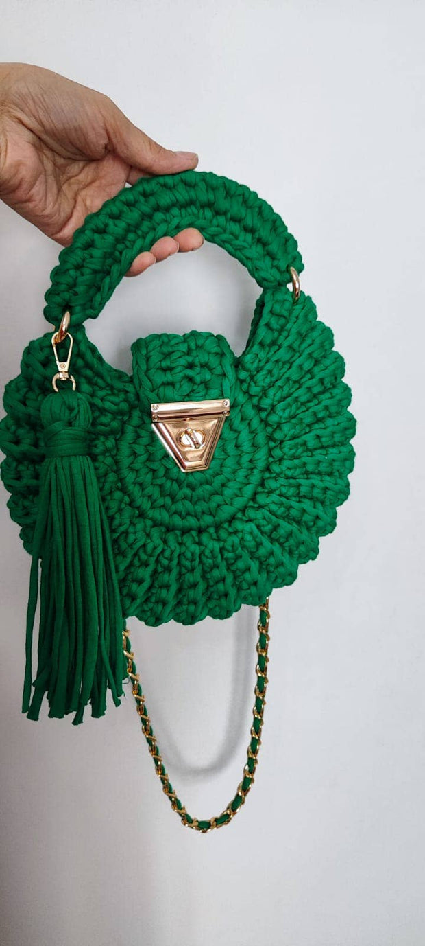 Green Round Mussel  Crochet Handmade Model for Womens