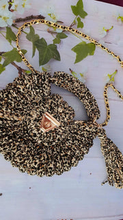 Leopard Clutch Bag for Women, Handmade Crochet Purse