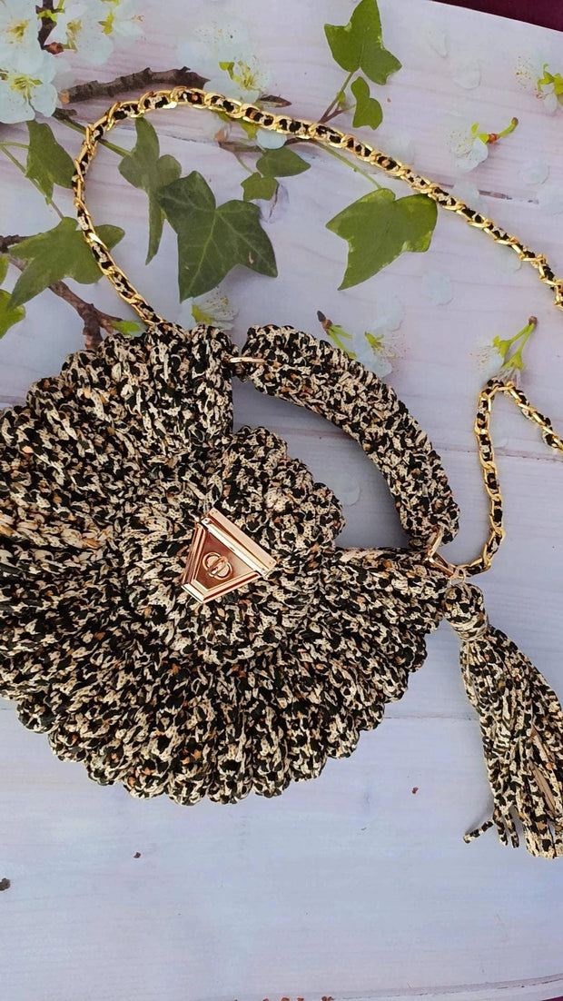 Leopard Clutch Bag for Women, Handmade Crochet Purse