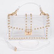 Round Metal Studded Transparent Crossbody Bag