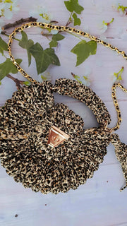Leopard Clutch Bag for Women, Handmade Crochet Purse