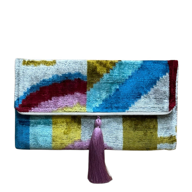 Silk Velvet Ikat Clutch 