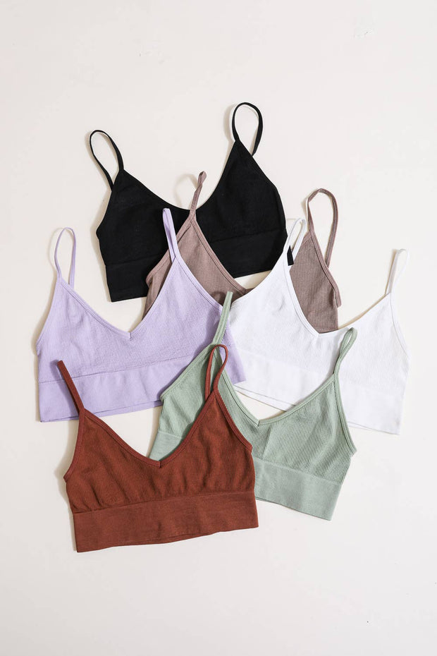 Low Back Ribbed Basic Seamless Bralette 🌸