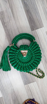 Green Round Mussel  Crochet Handmade Model for Womens