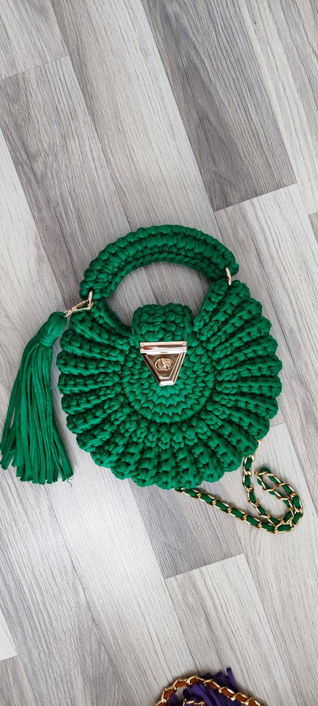 Green Round Mussel  Crochet Handmade Model for Womens