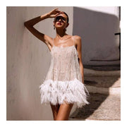 Tassel Halter Neck Evening Dress With Bodycon Mini Skirt