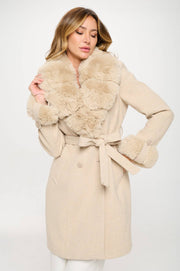 Wool Faux Fur Trench Coat