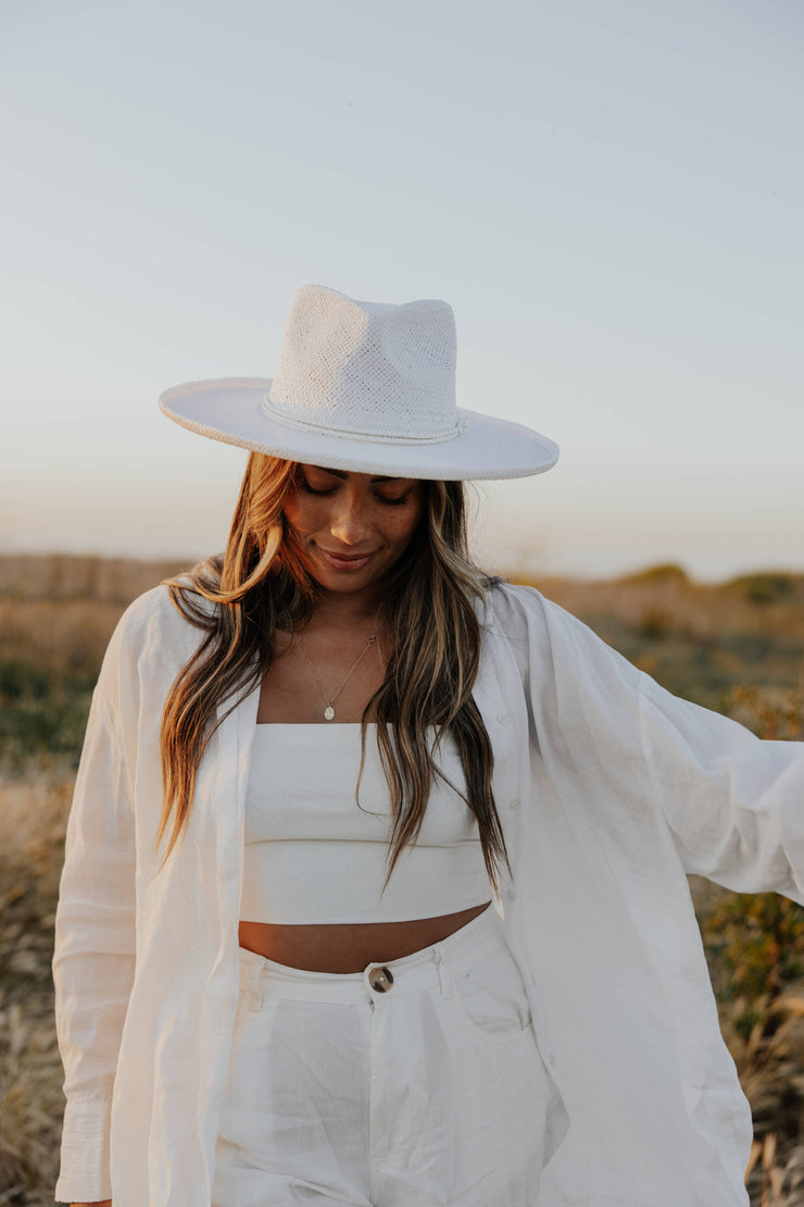 American Hat Makers - Straw Sun Hat Curled Brim - Style Horseshoe Bay