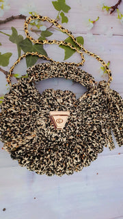 Leopard Clutch Bag for Women, Handmade Crochet Purse