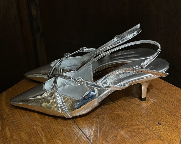 Arezzo Silver Kitten Heel