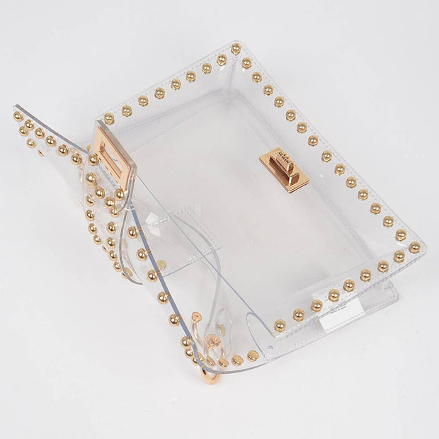 Round Metal Studded Transparent Crossbody Bag