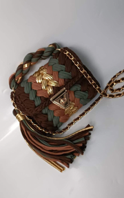 Metallic Leather Clutch Bag Women Handmade Crochet Purse