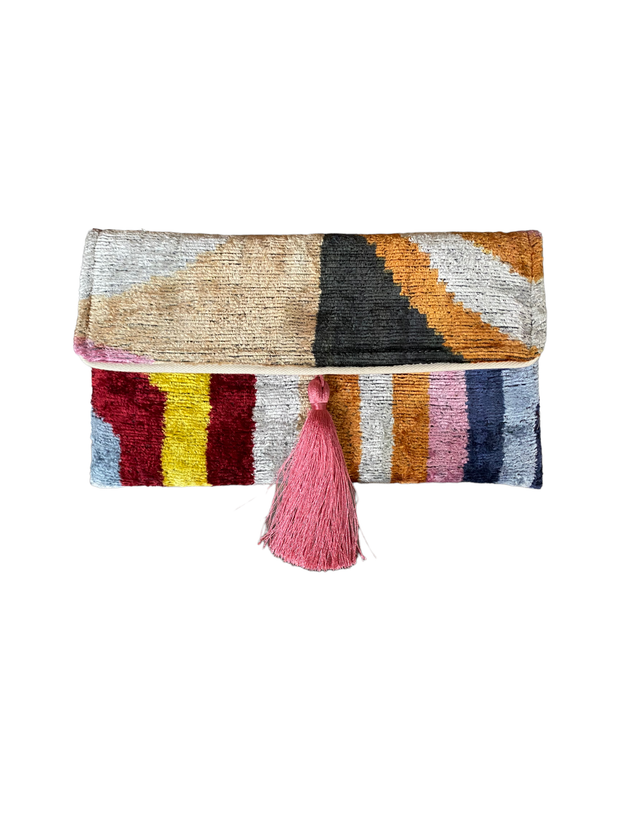 Silk Velvet Ikat Clutch