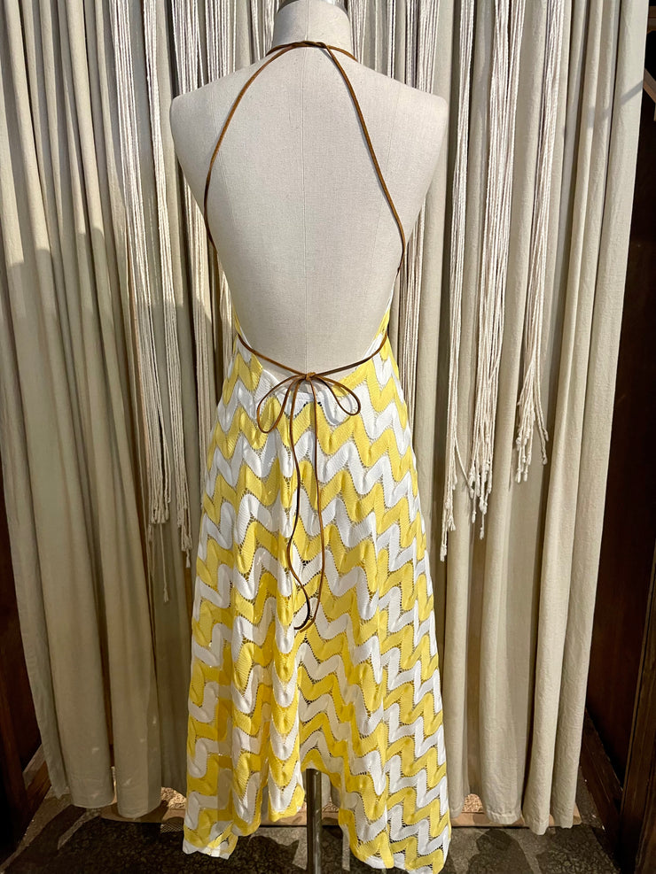 Island Dress Yellow Zig Zag