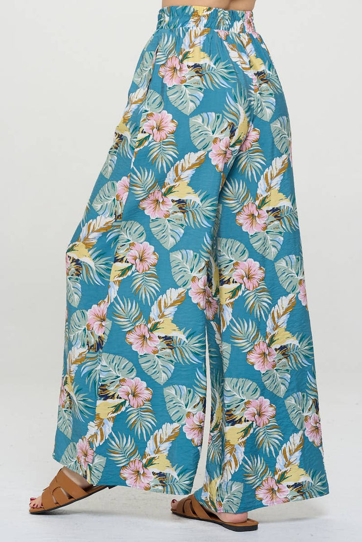 Renee C. - Made in USA Tropical Print Wide Leg Pants with Pockets - Bill Hallman- Inman Park