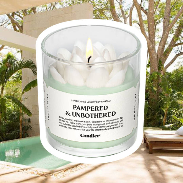 White Lotus Flower Soy Wax Hand Poured Jar Filled Candle