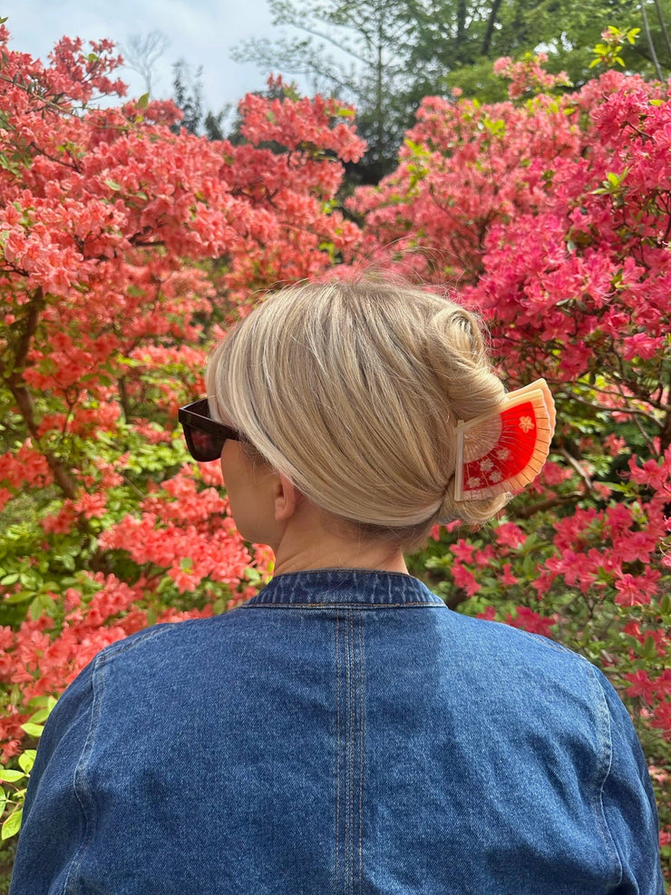 Hand-painted Blossom Fan Claw Hair Clip