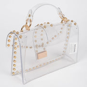 Round Metal Studded Transparent Crossbody Bag