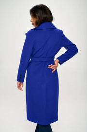 Sapphire Statement Vegan Wool Double-Breasted Coat