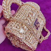 Evening Clutch Bag for Women Handmade Crochet Metallic