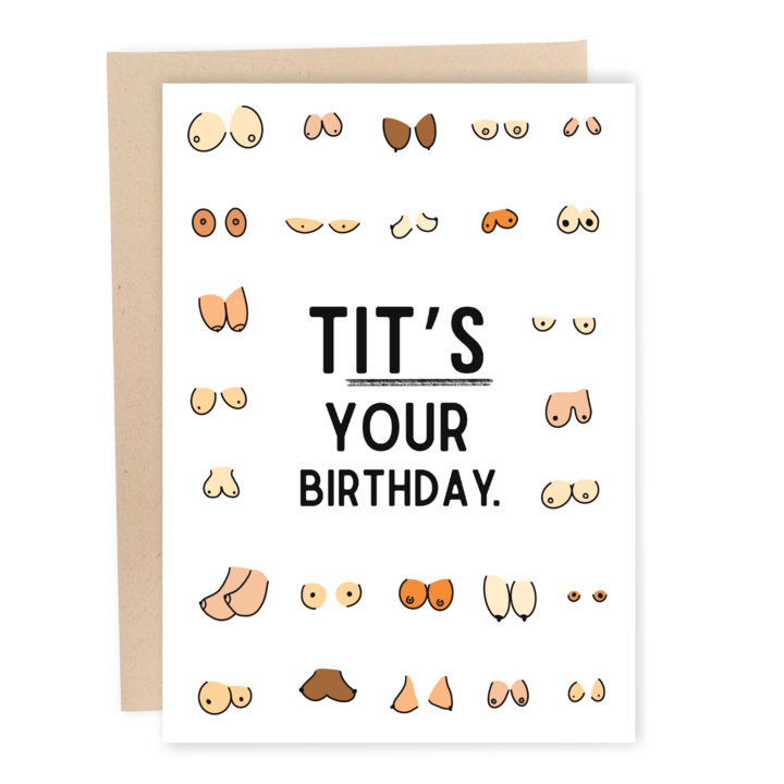 Tit's Your Birthday - Boob Illustrated Funny Birthday Card