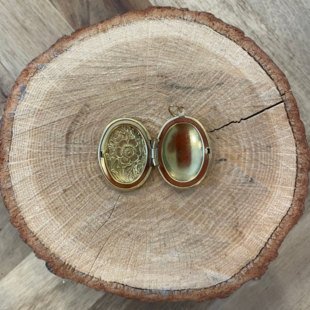 Gold Oval Locket Open