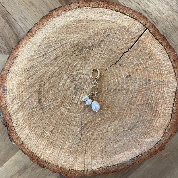 Gold with White Bead Dangle