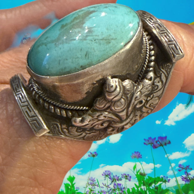 Turq big sterling ring