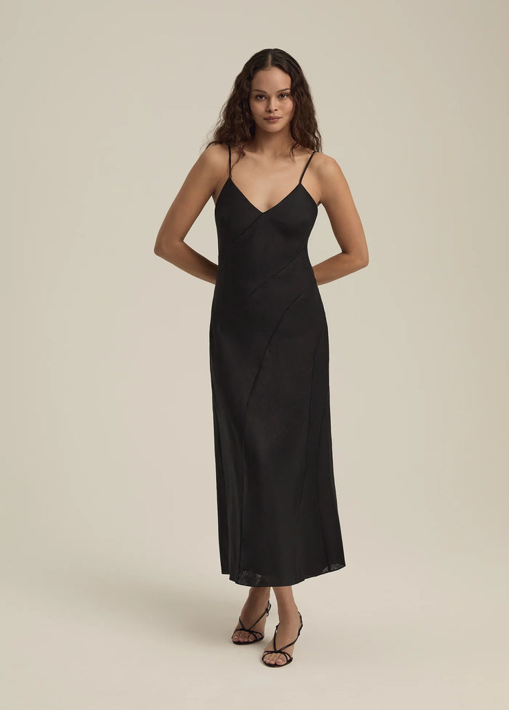 JOSIE LINEN BLACK DRESS