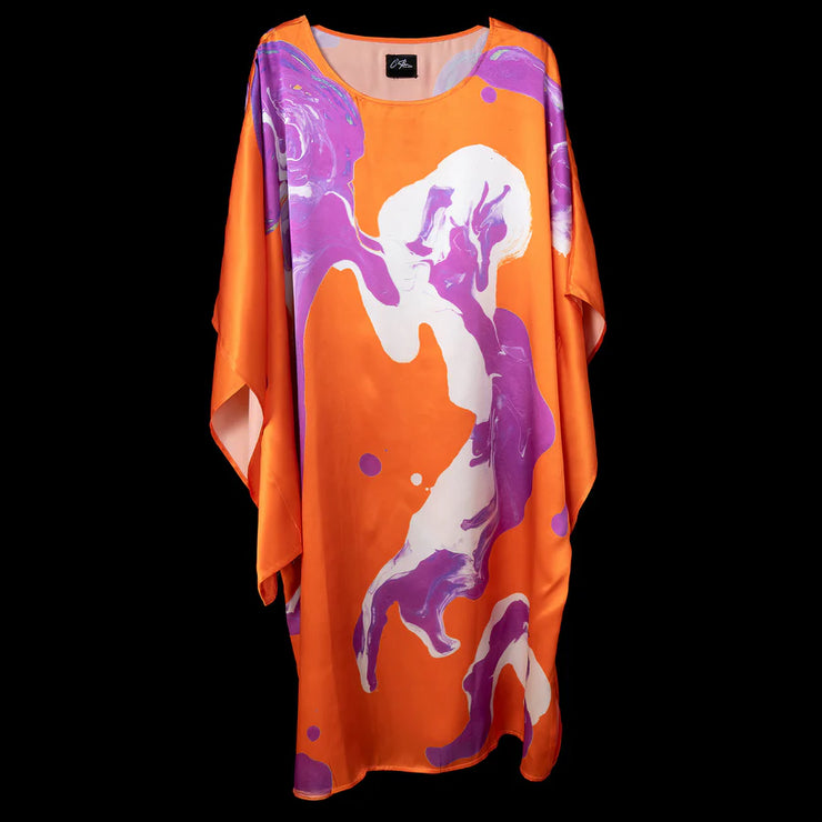 Orange Purple Marble Doleman Dress