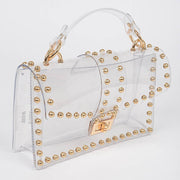 Round Metal Studded Transparent Crossbody Bag