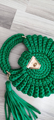 Green Round Mussel  Crochet Handmade Model for Womens