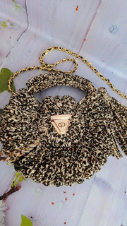 Leopard Clutch Bag for Women, Handmade Crochet Purse