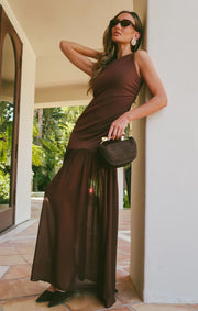 Aria Maxi Dress Chocolate Stretch