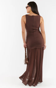 Aria Maxi Dress Chocolate Stretch