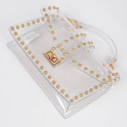 Round Metal Studded Transparent Crossbody Bag