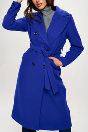 Sapphire Statement Vegan Wool Double-Breasted Coat
