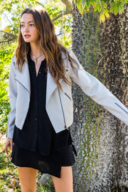 Faux Leather Moto Jacket