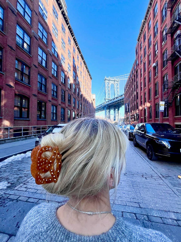 Hand-painted Pretzel Hair Claw Clip | Eco-Friendly