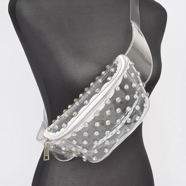 Transparent Rhinestone Studded Fanny Pack