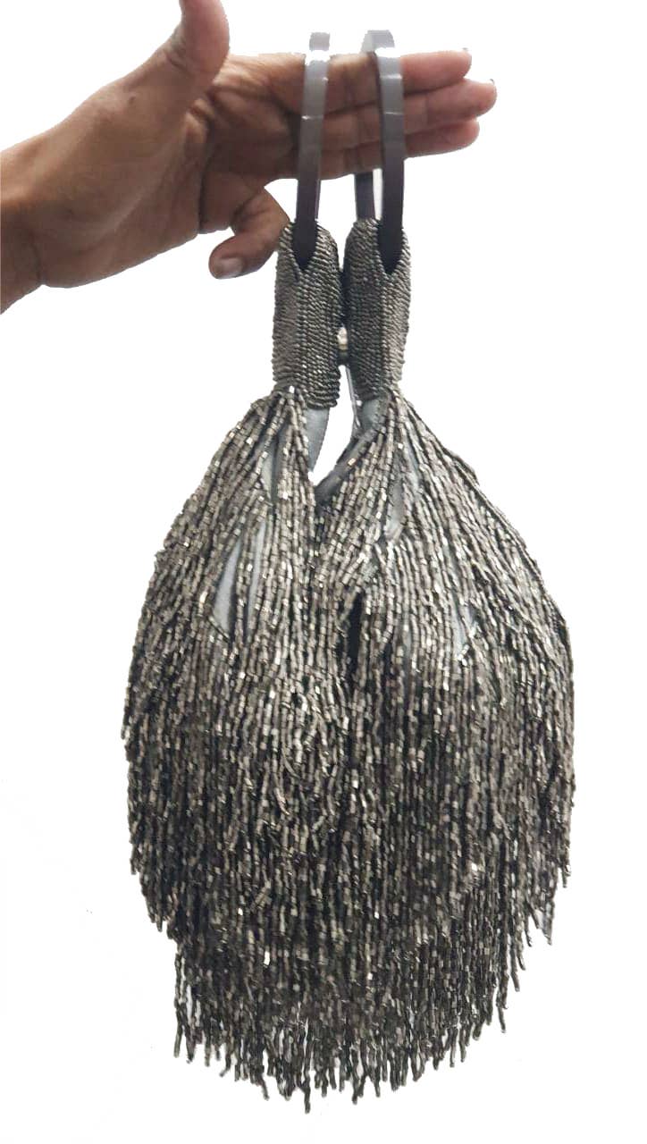 BEADED FRINGE WRISTLET ZIP TOP