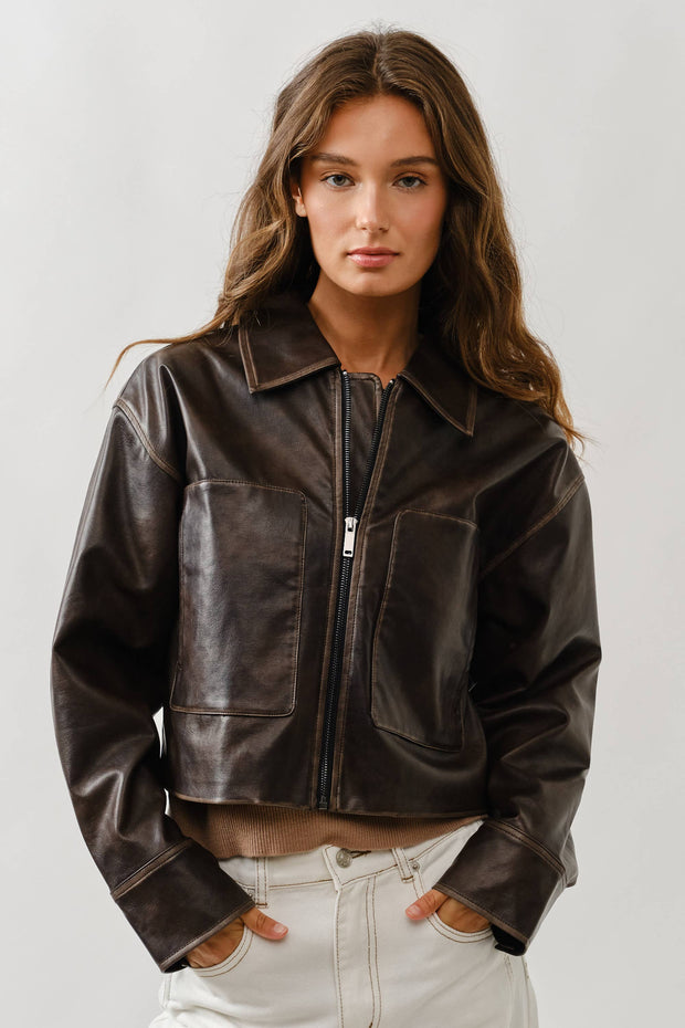 VINTAGE WASHED LEATHER JACKET