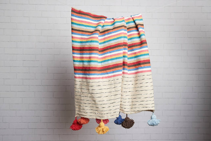 Moroccan Tassel Blanket - Multicolor