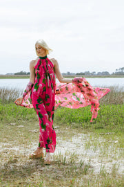 Pink Green Wall Splash Maxi Dress