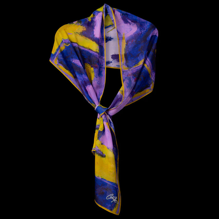 Purple Gold Abstract Oblong Scarf