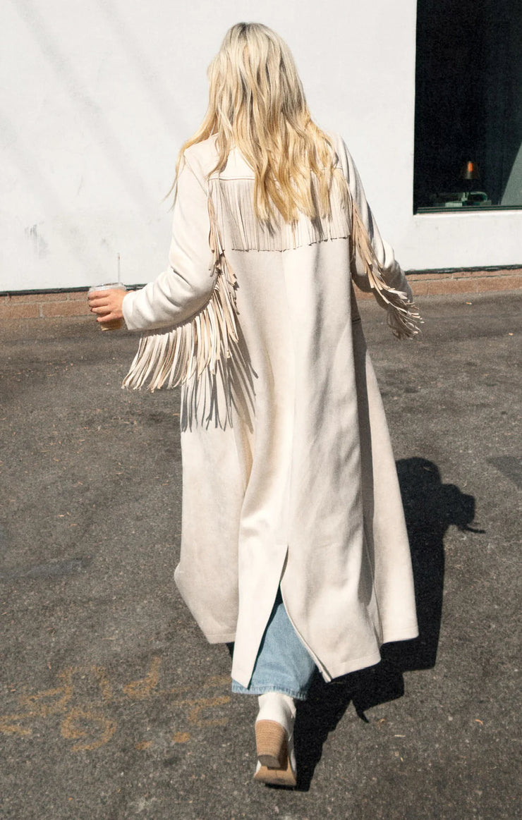 Sierra Fringe Maxi Jacket Cream