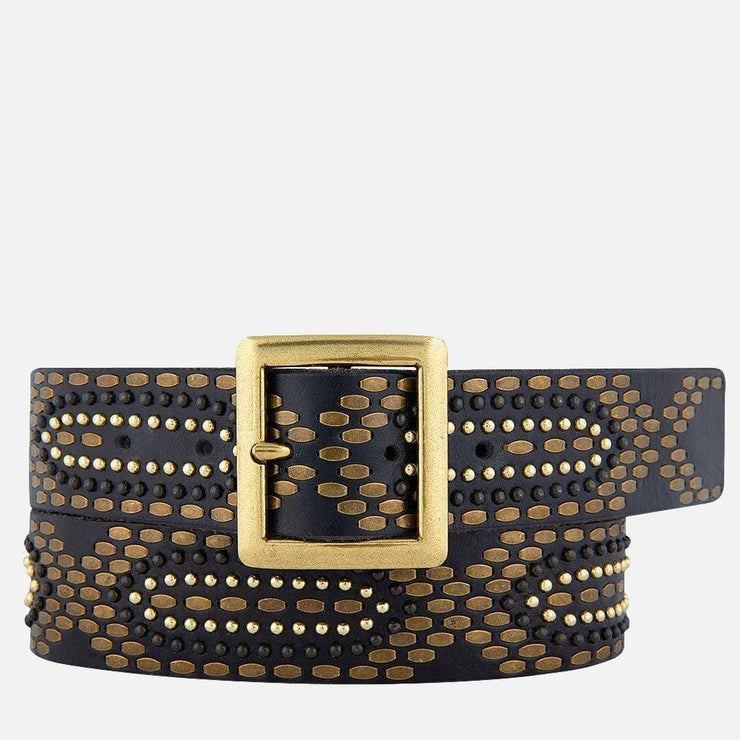 40028 Daya | Studded Leather Belt with Square Buckle - Bill Hallman- Inman Park